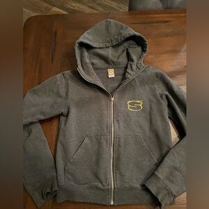 Stussy Vintage Streetwear Dark Gray Hoodie Boys Medium 10 12 Full Zip Hoodie!